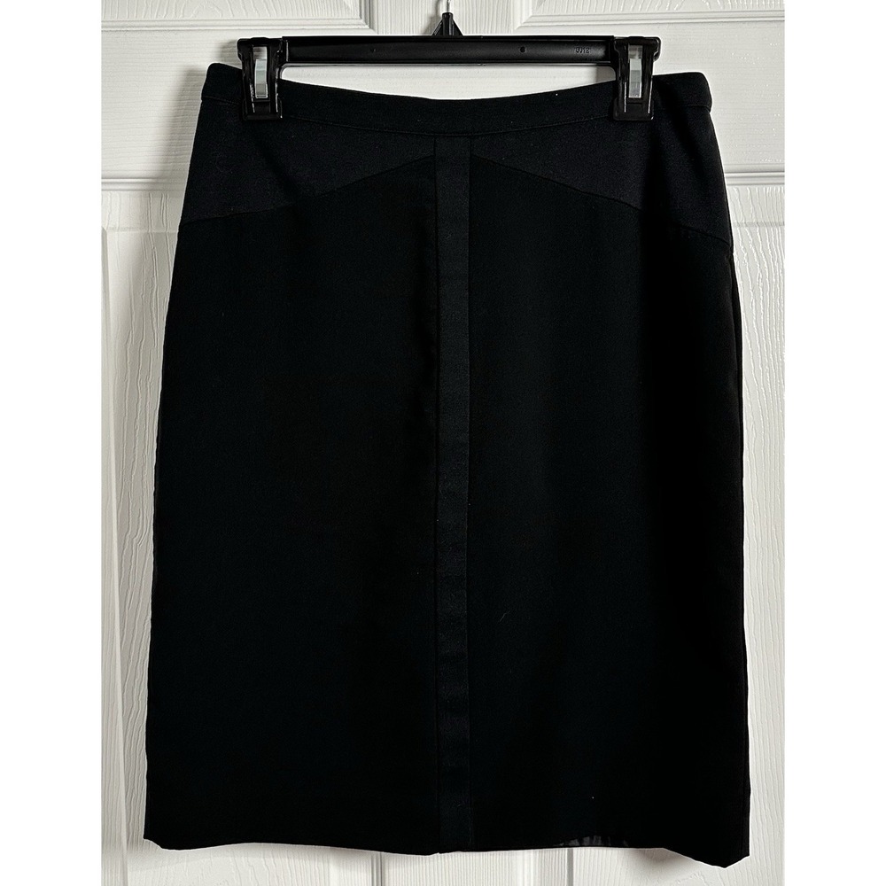 Adrianna Papell Women's Black Pencil Skirt Size 4 Zipper Back Satin Lined Preppy